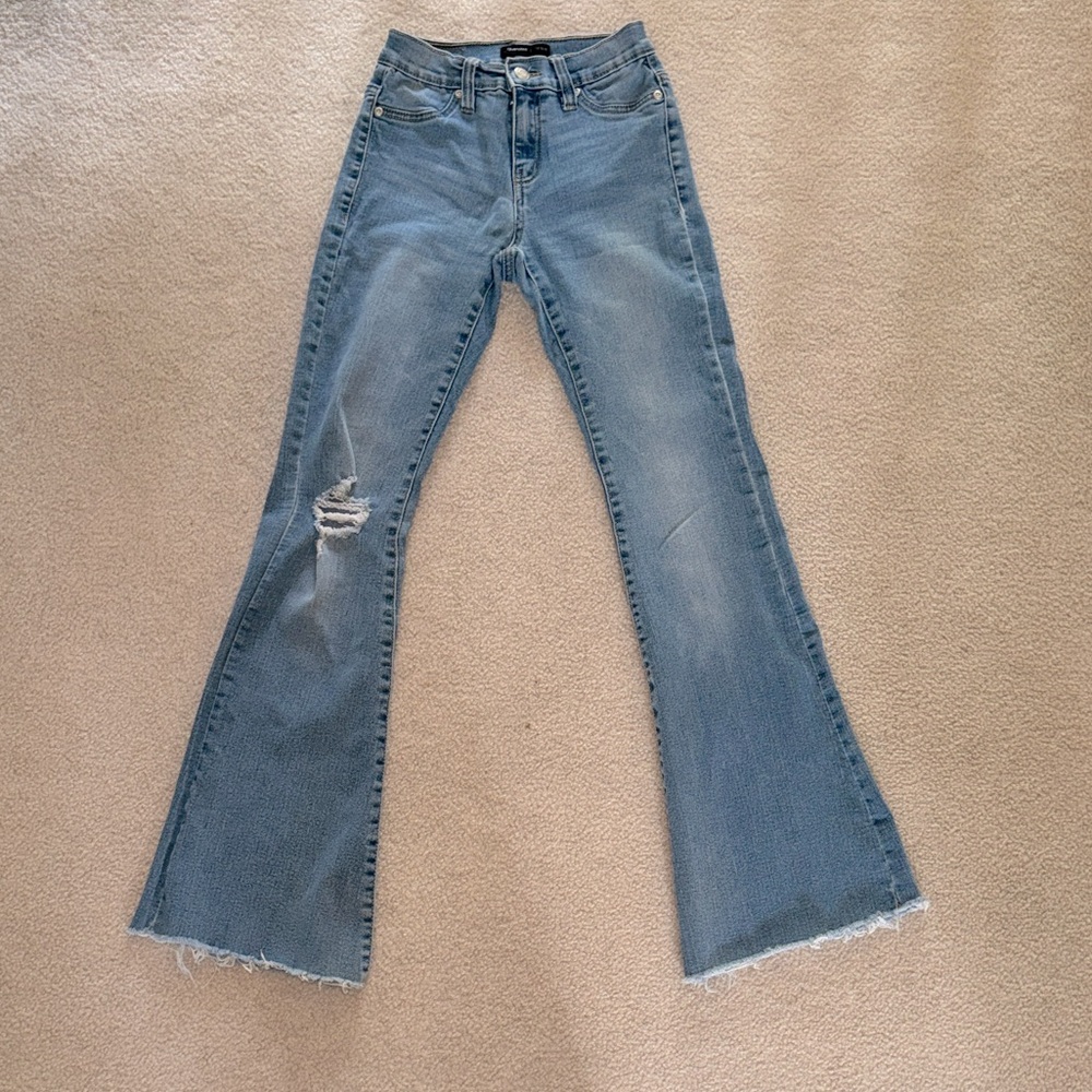 NWOT Light Blue Bootcut Flared Frayed Jeans